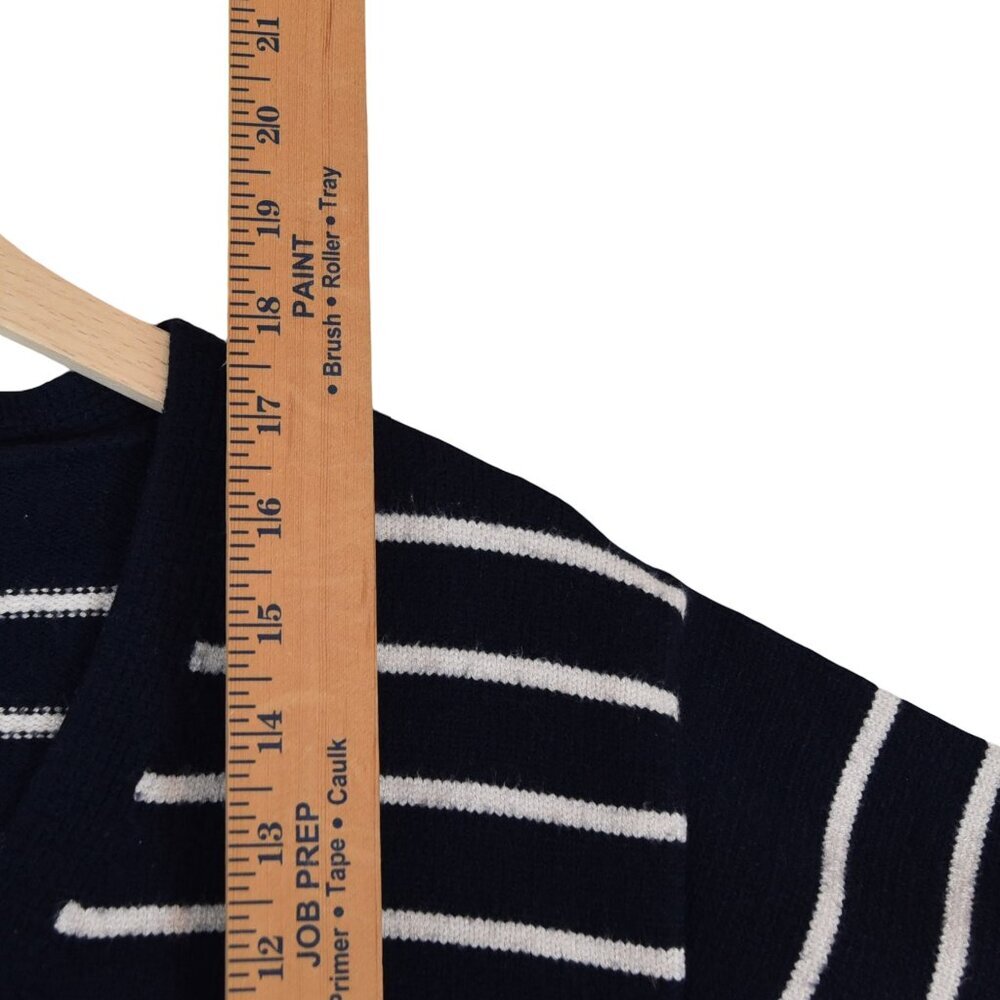 Zara Navy & White Striped Cropped V-Neck Sweater - Picture 7 of 7